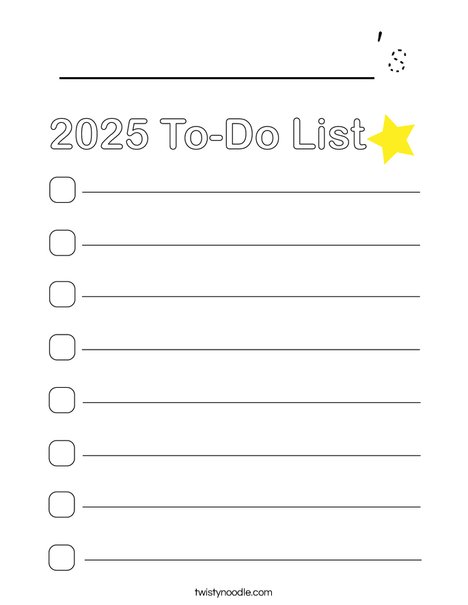 2025 To-Do List Coloring Page