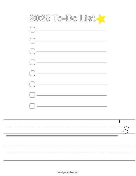 2025 To-Do List Worksheet