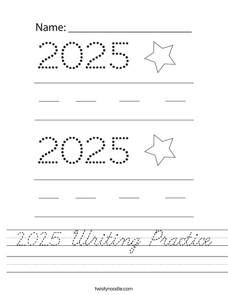 2025 Writing Practice Worksheet