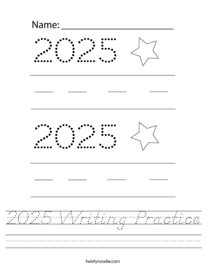 2025 Writing Practice Worksheet