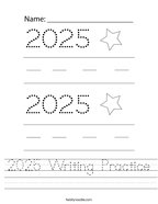 2025 Writing Practice Handwriting Sheet