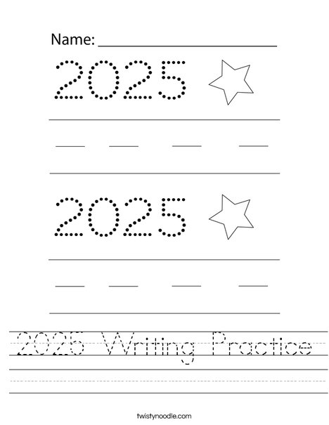 2025 Writing Practice Worksheet