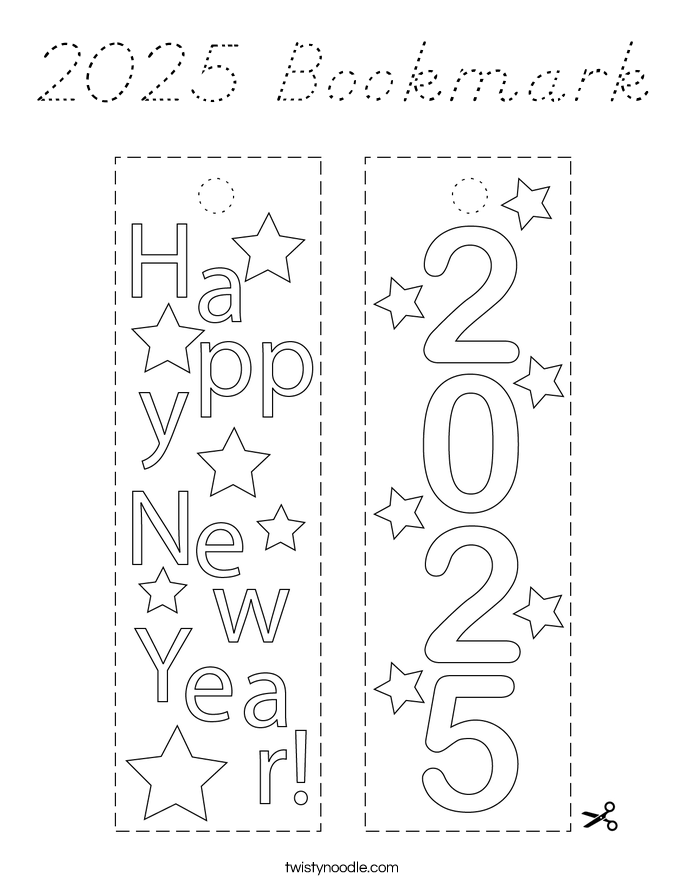 2025 Bookmark Coloring Page