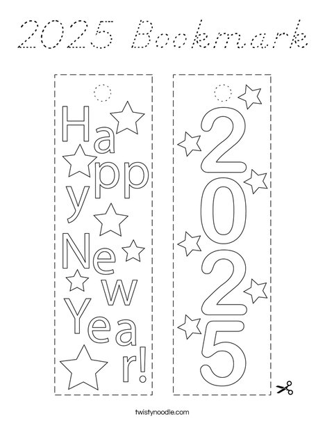 2025 Bookmark Coloring Page