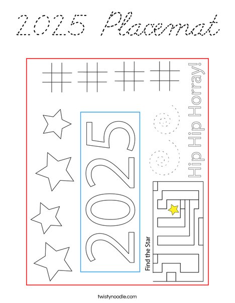 2025 Placemat Coloring Page