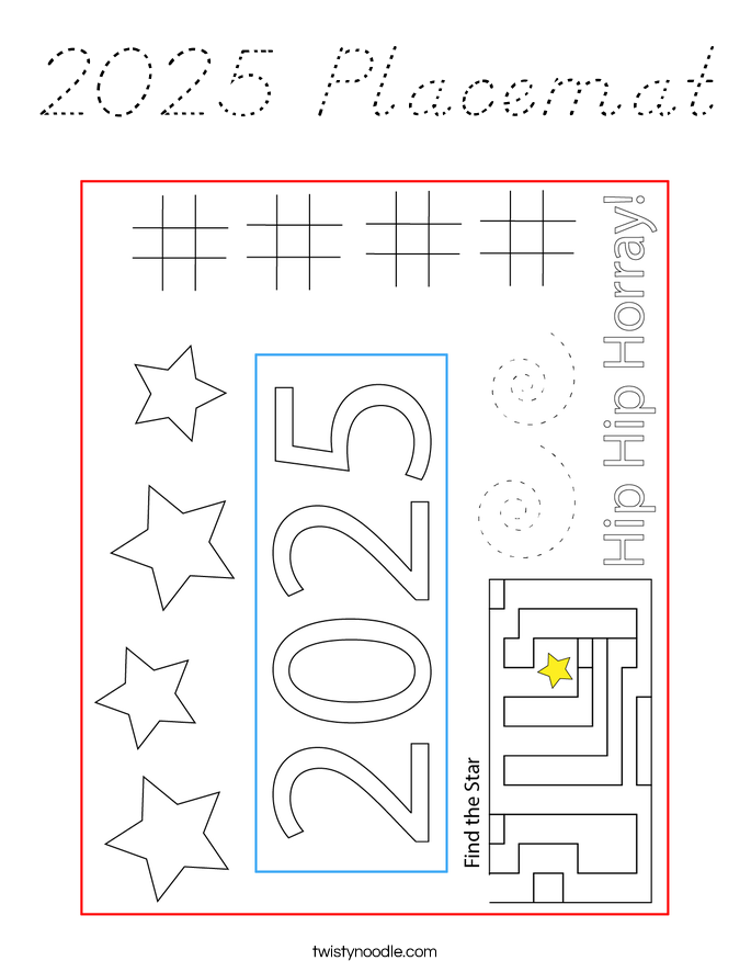 2025 Placemat Coloring Page