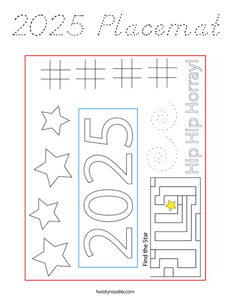 2025 Placemat Coloring Page