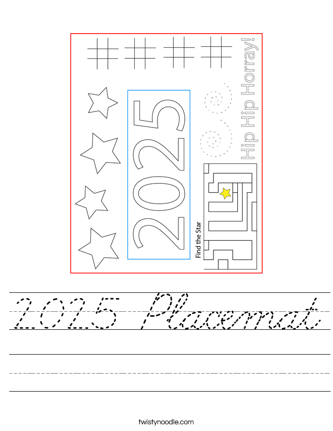 2025 Placemat Worksheet