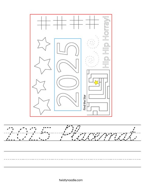 2025 Placemat Worksheet