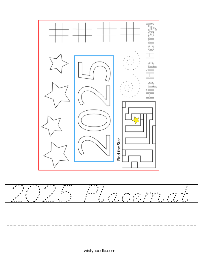 2025 Placemat Worksheet
