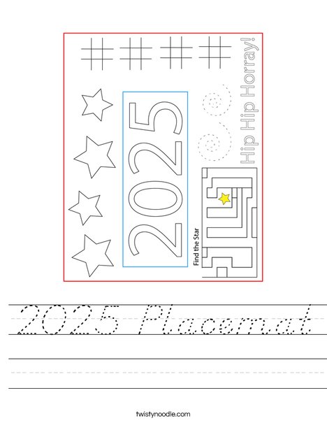 2025 Placemat Worksheet