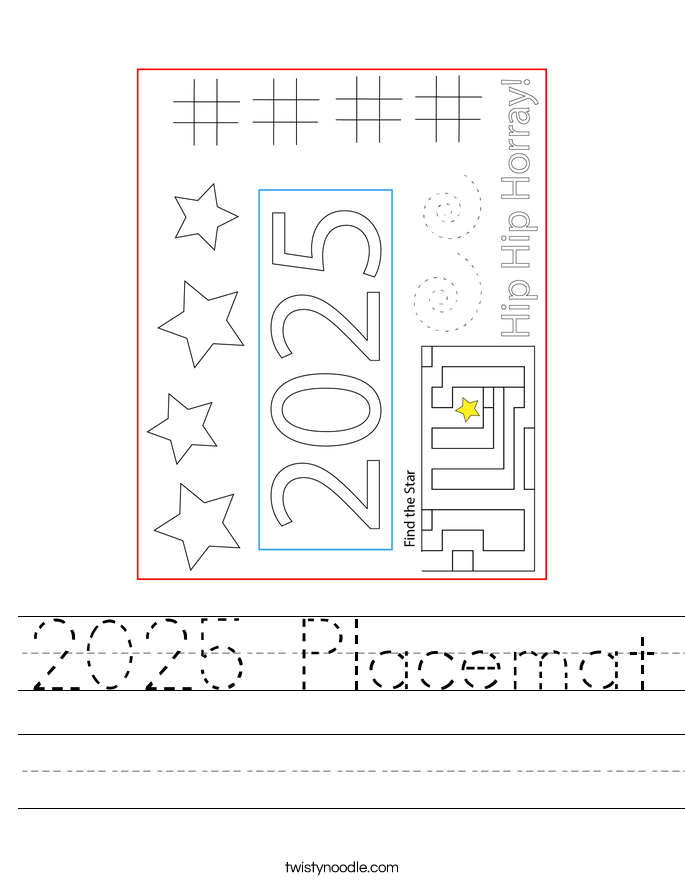 2025 Placemat Worksheet