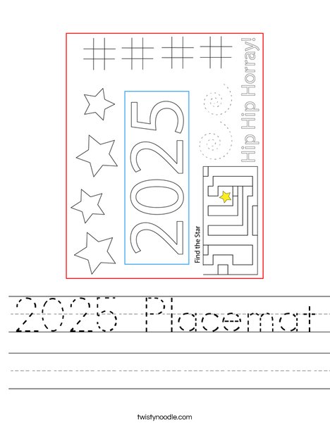 2025 Placemat Worksheet