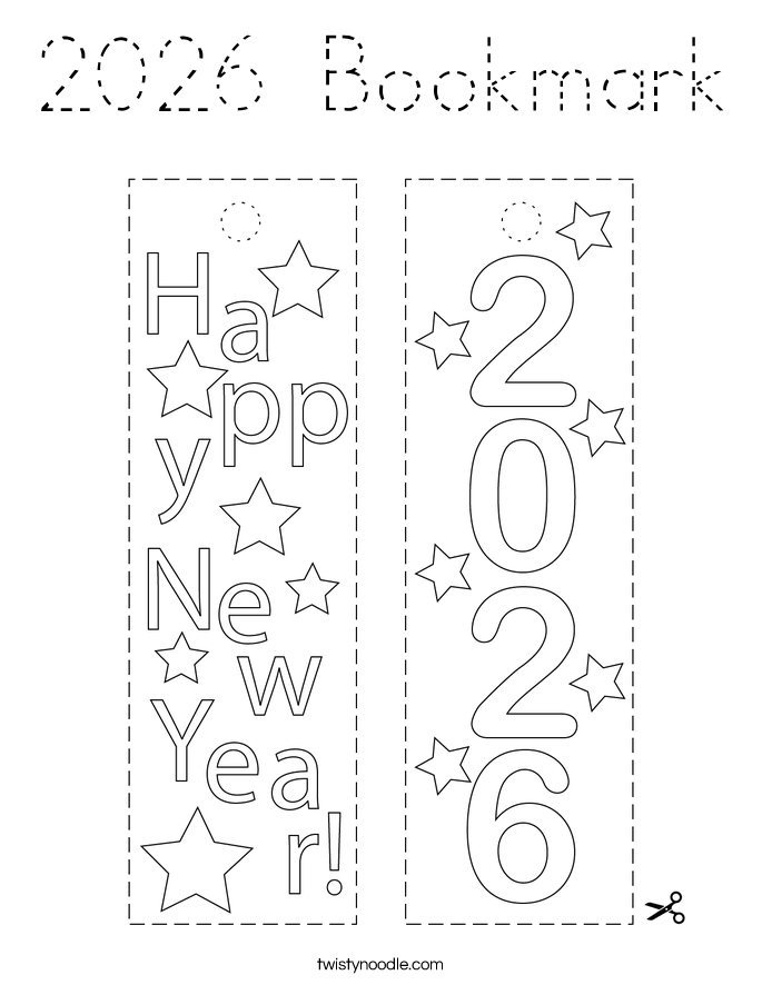 2026 Bookmark Coloring Page