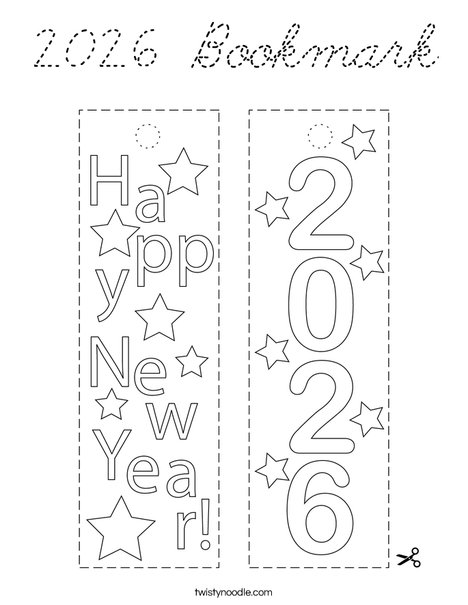 2026 Bookmark Coloring Page