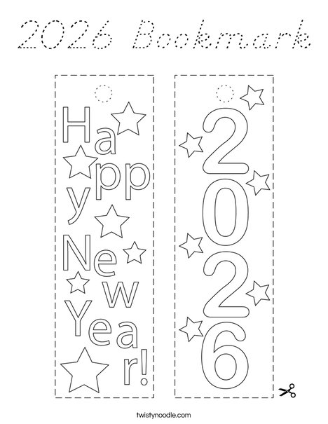 2026 Bookmark Coloring Page