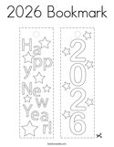 2026 Bookmark Coloring Page