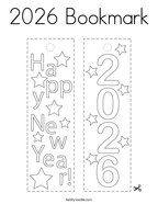 2026 Bookmark Coloring Page
