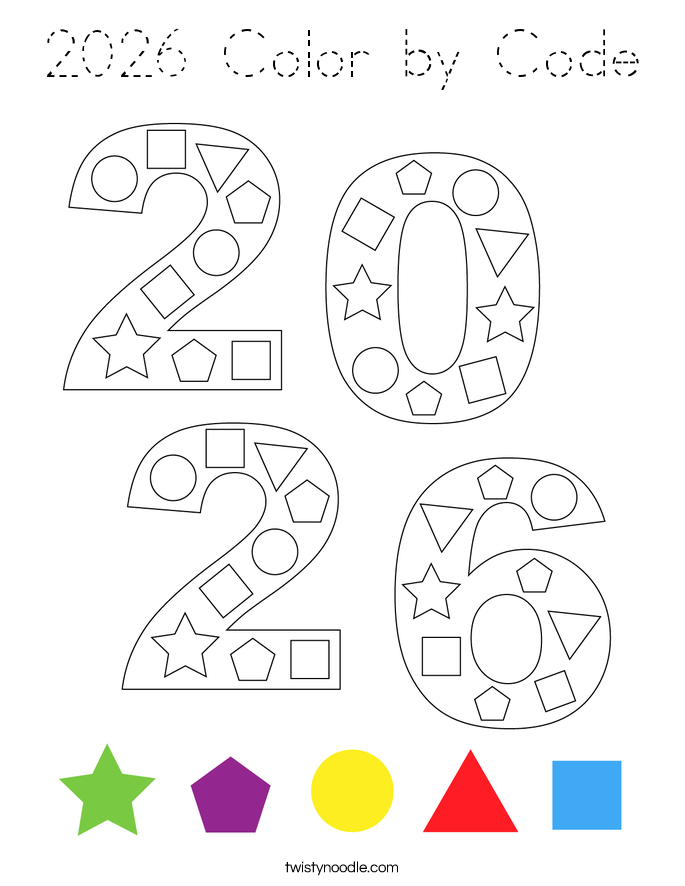 2026 Color by Code Coloring Page