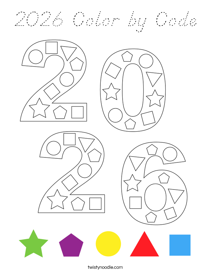2026 Color by Code Coloring Page
