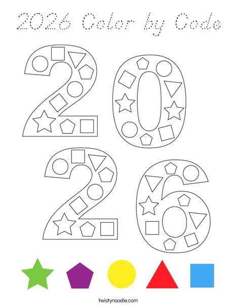 2026 Color by Code Coloring Page