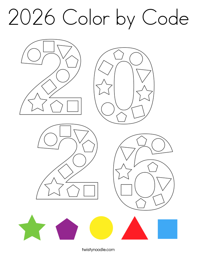 2026 Color by Code Coloring Page