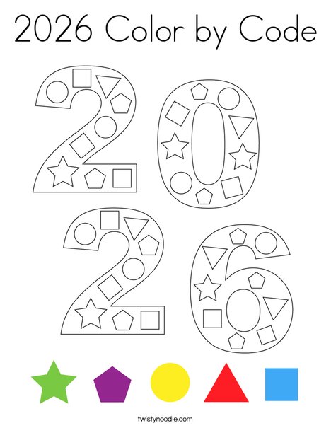 2026 Color by Code Coloring Page