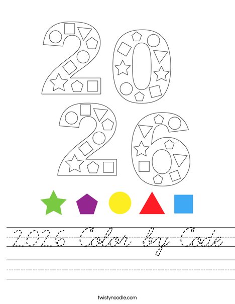 2026 Color by Code Worksheet