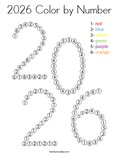 2026 Color by Number Coloring Page