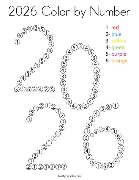 2026 Color by Number Coloring Page
