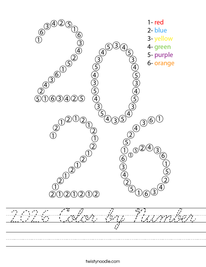 2026 Color by Number Worksheet
