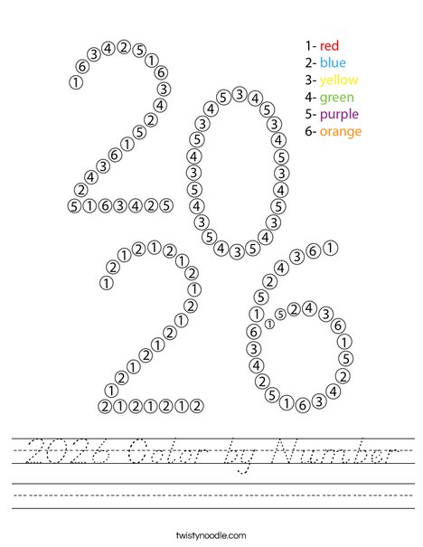 2026 Color by Number Worksheet