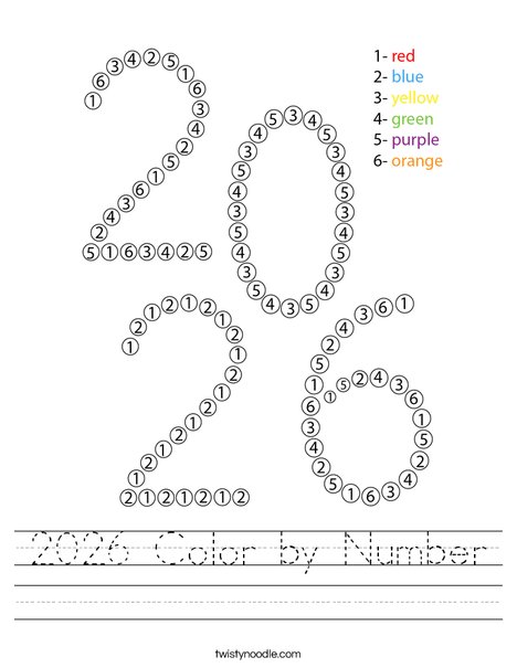2026 Color by Number Worksheet