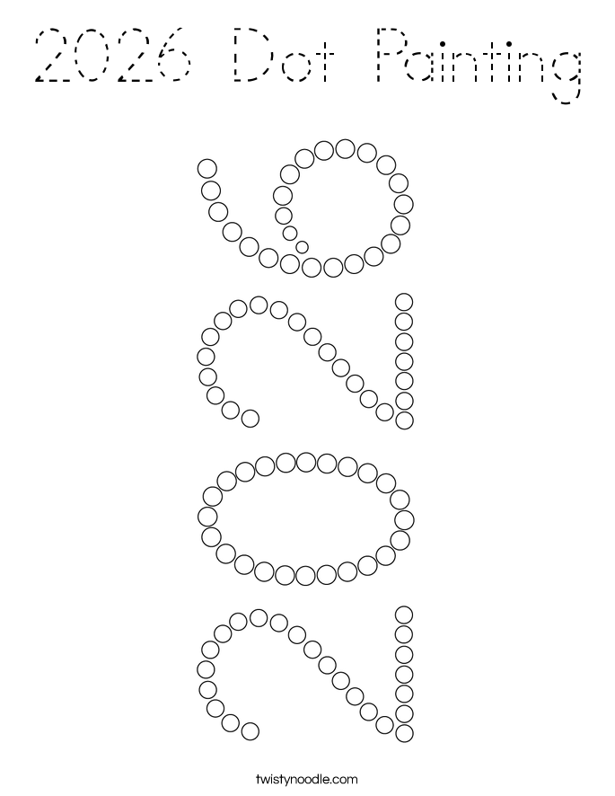 2026 Dot Painting Coloring Page