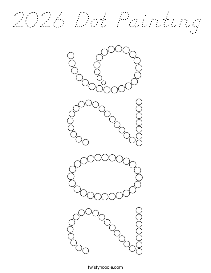 2026 Dot Painting Coloring Page