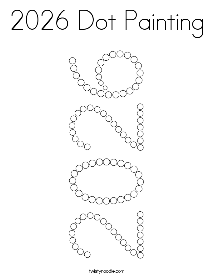 2026 Dot Painting Coloring Page