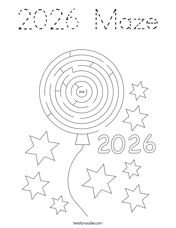 2026 Maze Coloring Page