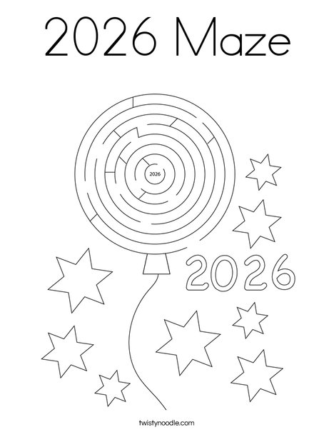 2026 Maze Coloring Page