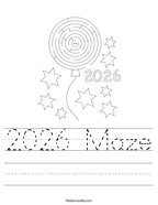 2026 Maze Handwriting Sheet