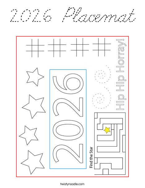 2026 Placemat Coloring Page