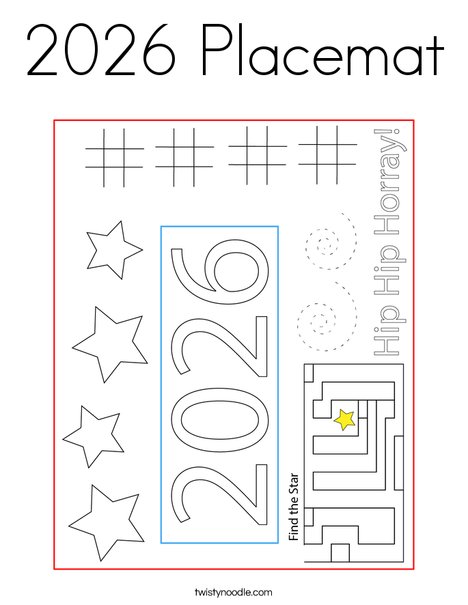 2026 Placemat Coloring Page