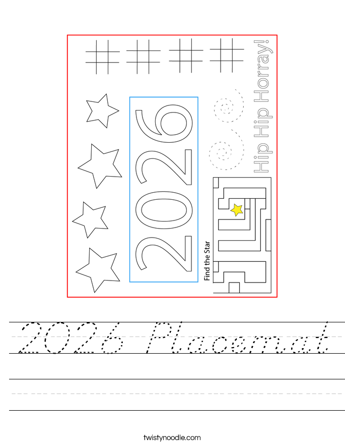 2026 Placemat Worksheet