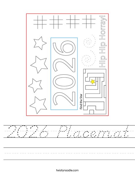 2026 Placemat Worksheet