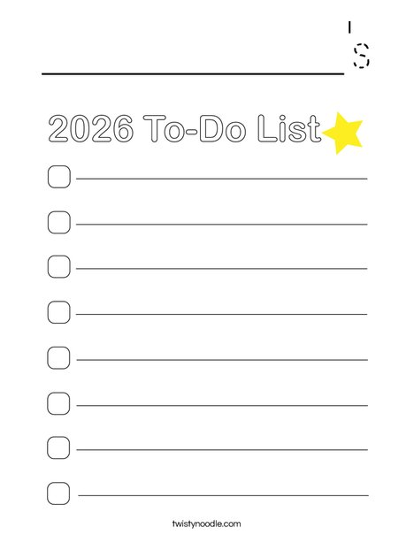 2026 To-Do List Coloring Page
