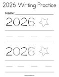 2026 Writing Practice Coloring Page