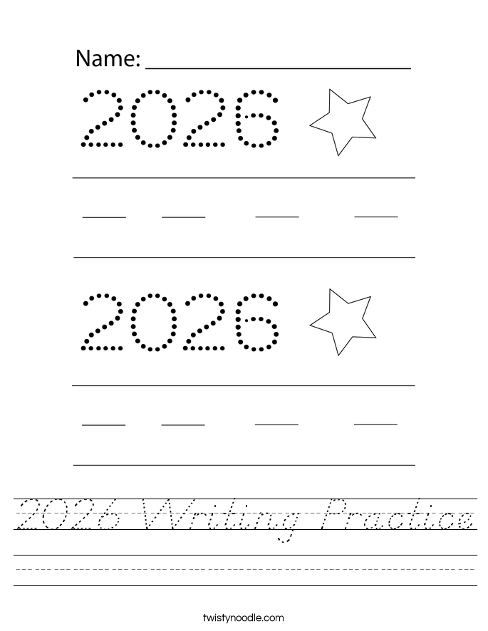2026 Writing Practice Worksheet