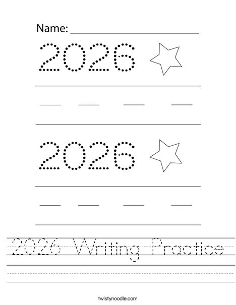 2026 Writing Practice Worksheet