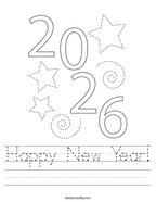 Happy New Year Handwriting Sheet