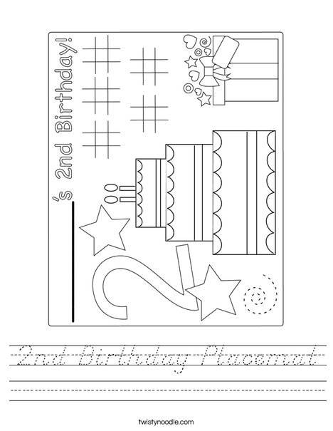 2nd Birthday Placemat Worksheet