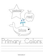 Primary Colors Handwriting Sheet